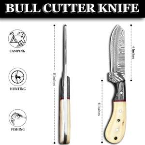 Couteau de boucher de cowboy en acier Damas forgé à la main, lame pleine longueur, manche en Micarta, avec étui en cuir type pancake, personnalisable OEM - Product Image 3