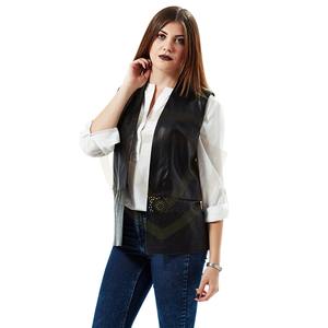 Chaleco de Cuero Genuino para Mujer, Estilo Vintage Personalizado, con Botones y Encaje, Transpirable - Product Image 5