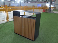 Couvercle de poubelle commerciale sur mesure en acier galvanisé pour poubelle de jardin à porte en bois, couvercle de bac à déchets extérieur