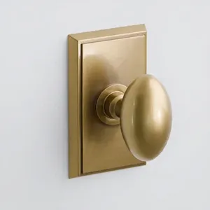 Modern Solid Brass Door <b>Knob</b> Plate Passage Privacy Shiny <b>Gold</b> Furniture Handle Traditional Dummy Design Eco-Friendly Antirust - Product Image 6