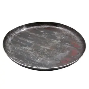 Plateau rond en fer naturel indien, assiette de service en fer naturel, Style moderne pour service de table, personnalisé à la main, 1 pièce