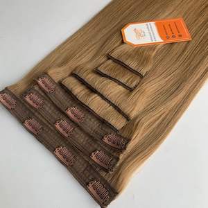 Vente en gros extensions à clip personnalisées tissage de cheveux humains vietnamiens Remy à cuticule alignés de différentes longueurs disponibles - Product Image 4