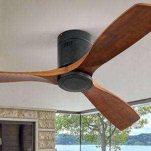 Ventilatore da soffitto da 52 pollici in legno intagliato con 3 motori DC reversibili, telecomando, prestazioni silenziose, design a basso profilo, senza luce - Product Image 3