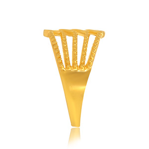 Luxury Laurel <b>Crown</b> Triple Leaf Yellow Gold Plated Beaded <b>Ring</b> for Women-Botanical Nature Inspired Party Everyday Wear Statement - Product Image 3