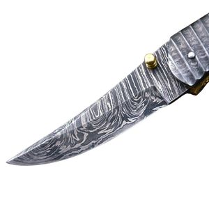 Cuchillo de Caza de Acero con Patrón Damasco, Hoja Fija, Mango de Madera y Funda de Cuero, Hecho a Mano, para Camping, Senderismo y Uso General al Aire Libre - Product Image 1
