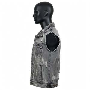 Distressed Denim Vest <b>Women</b> Casual Ripped Sleeveless Jacket Vintage Style Cotton Fabric Mid Waist Spring Wear - Product Image 2