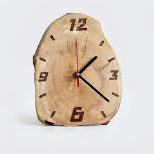 Rustic Mango Wood Wall <b>Clock</b> Round Analog Quartz <b>Battery</b> Operated Natural Wood Design - Product Image 1