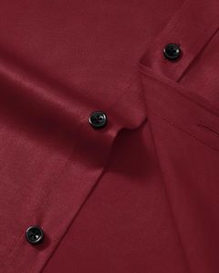 Camisa de Vestir Formal de Manga Larga para Hombre, Color Borgoña, Tela Satinada, Cuello Clásico, Antiarrugas, Manga Larga Tejida - Product Image 3
