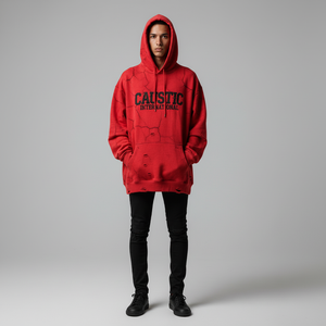 Sudadera con capucha y cremallera desgastada, personalizada, 100% algodón, felpa francesa de 400GSM, lavado ácido vintage, estilo urbano para hombre, peso pesado, fabricante OEM - Product Image 2