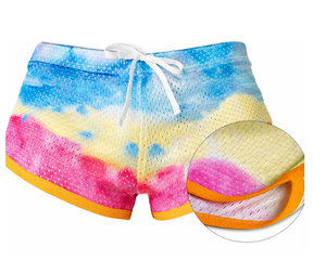 Shorts en maille tie-dye pour hommes, taille mi-haute, élastiques, respirants, style décontracté - Product Image 6