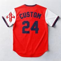 Maillot de baseball pour homme avec logo blanc, manches courtes, col en V, 100% polyester, coupe classique, fermeture à boutons par RIVIAN ATLANTIC