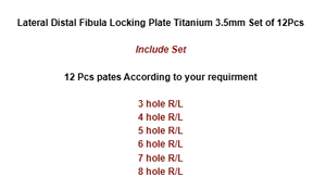 แผ่นล็อคกระดูกน่องส่วนปลายด้านข้างขนาด 3.5 มม. ทำจากไทเทเนียม สำหรับยึดกระดูกข้อเท้าหัก ซ้าย/ขวา ชุด 12 แผ่น - Product Image 3