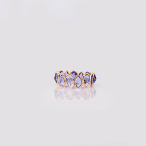 Anillo de Eternidad con Tanzanita Azul Natural en Corte Pera y Engaste de Bisel en Oro Amarillo Sólido de 18K, Anillo con Gema en Forma de Lágrima, Piedra de Nacimiento de Diciembre - Product Image 2