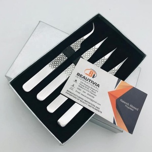 Pince à épiler professionnelle en acier inoxydable avec logo personnalisé pince à épiler à extension droite et incurvée avec bouts pointus Vente en gros - Product Image 5