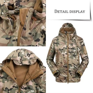 <b>Camo</b> Softshell <b>Jacket</b> Men Fleece Lined <b>Waterproof</b> Hooded Outdoor Hiking Hunting Coat Multicam CP <b>Camo</b> Green Brown - Product Image 4