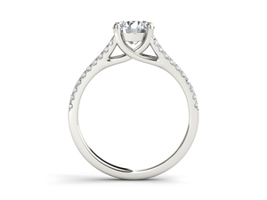 Anillo de compromiso y aniversario de oro de 10k, 14k, 18k para mujer, con diamante solitario de 1 quilate de corte redondo y vástago dividido, certificado IGI - Product Image 5