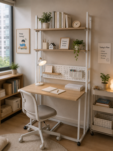 <b>Modern</b> Wood Panel Ladder Bookcase Wall Mounted Storage <b>Shelf</b> Display Rack for Living Room Home Office Student Book Case Factory - Product Image 6