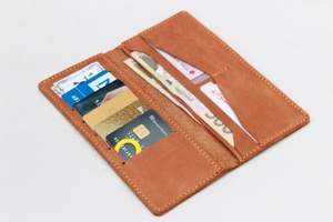 Sac à main en cuir véritable personnalisé pour femmes, portefeuille à fermeture éclair longue, porte-cartes de crédit avec pince à billets, LWW-0010 - Product Image 2