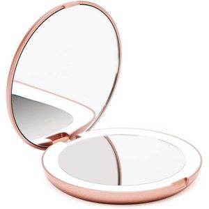 LED Lighted Travel <b>Makeup</b> Mirror 1x/10x Magnification Daylight <b>Illuminated</b> Folding Compact Portable 5\" Wide Large Mirror - Product Image 1