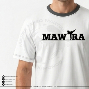 Camiseta blanca de manga corta para hombre Mawra con estampado de logotipo negro, corte regular, informal, cuello redondo, jersey de algodón, ropa de calle - Product Image 3