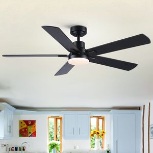 Ventilatore a soffitto a basso profilo nero da 52 pollici con decorazioni per la casa eleganti e leggere - Product Image 1