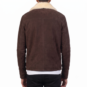 Veste en daim pour homme Hashbloom International Premium, coupe-vent, col en peau de mouton, doublure en fausse fourrure, fermeture éclair personnalisée OEM, hiver - Product Image 2