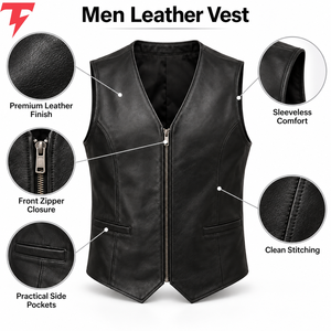 <b>Men's</b> Casual <b>Knit</b> <b>Vest</b> Genuine Leather Shell Pockets Solid Color Windproof Outer Wear <b>Men</b> Leather <b>Vest</b> In Cheap Price - Product Image 6