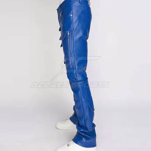 Pantalon en cuir pour homme, coupe slim, taille mi-haute, léger, respirant, écologique, couleur foncée - Jambe droite moderne, décontracté, tendance, pour le quotidien - Product Image 2