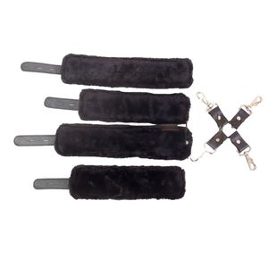 Juego de tobilleras y muñequeras de piel de oveja con hebilla de acero, 4.5 cm de ancho y acolchado interior suave - Product Image 5