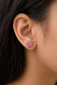 ต่างหูพลอยไพลินสีชมพู เงินแท้ 92.5 KLST-30954 - Product Image 5