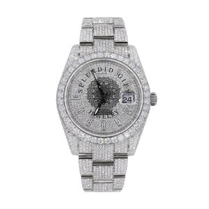 Reloj de Lujo para Hombre con Diamantes, Correa de Moissanita Plateada, Esfera de Cristal de Zafiro, Movimiento de Cuarzo ETA, Caja con Cierre Oculto, 15 mm, Resistente al Agua 10 m - Product Image 6