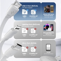 Câble rétractable LISEN 2026 personnalisé avec logo, anti-emmêlement, chargeur USB multi-connecteurs 3-en-1 pour iPhone 17 16 15 Pro Max Samsung S25