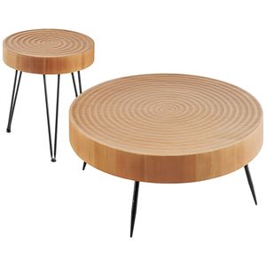 Set di 2 tavolini da caffè rotondi industriali fatti a mano, 31,3 pollici, facili da montare, tavolini laterali e d'appoggio - Product Image 3