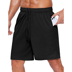 Pantalones Cortos Deportivos de Poliéster Cepillado para Hombre, Acabado Piel de Durazno, Tacto Suave, para Correr, Entrenar, Uso Casual, Sensación Premium - Product Image 1