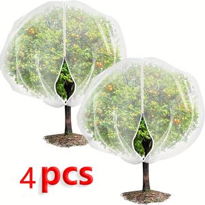 4 piezas de cubiertas de malla de PE de alta resistencia de 47.2x70.8 pulgadas con cierre de cremallera y cordón, a prueba de pájaros y ardillas, para árboles frutales y jardines - Product Image 1