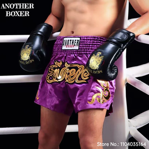 Shorts de Muay Thai roses, shorts de boxe thaïlandaise pour hommes, femmes et enfants, broderie, vêtements BJJ MMA, gym, combat en cage, boxe thaï, kickboxing - Product Image 6
