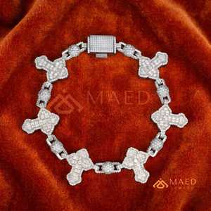 925 <b>Silver</b> Bone Link Bracelet Iced Out Luxury Chain Bracelet <b>for</b> Women <b>Men</b> Fine Chain Link Bracelets Fashion - Product Image 5