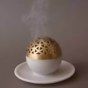 Lampe à parfum en marbre et laiton de qualité supérieure, aromathérapie de luxe, brûleur d'encens, best-seller, à prix de marché raisonnable - Product Image 1