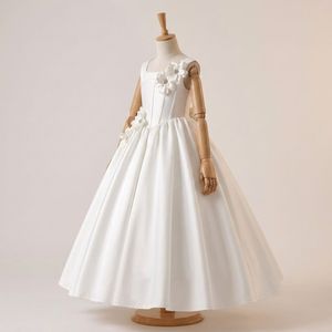 Royal Style Contemporary Ivory Solid Flower Girl <b>Dress</b> Structured Satin Princess Ball Gown Puff Sleeve Handmade 3D Tutupetti - Product Image 2