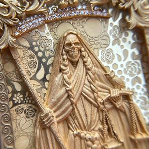 Colgante de Santa Muerte, Colgante de La Muerte, Calavera, Amuleto Religioso, Engaste de Reloj de Arena, Moissanita VVS, Pasa el Test de Diamante - Product Image 4