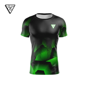 Ventes en gros de rashguards BJJ personnalisés respirants, antibactériens, écologiques, anti-UV en spandex/polyester - Manches courtes, réductions en gros - Product Image 5