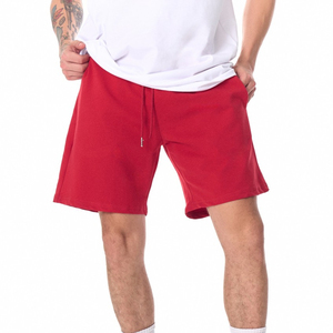 Pantalones Cortos Bermuda de Punto Rojos para Hombre, Cintura Media, Cordón Ajustable, Color Sólido, Transpirables, de Algodón - Product Image 5