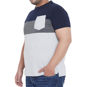 T-shirt Homme Grande Taille 100% Coton Biologique de Qualité Supérieure, Bloc de Couleurs, Poche Avant, Logo Personnalisé, OEM, Vente en Gros pour la Gym - Product Image 3