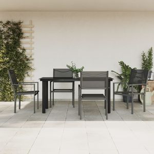 Set da Pranzo da Giardino Nero per 4 Persone, Mobili da Esterno Contemporanei in Alluminio Resistenti alle Intemperie - Product Image 1