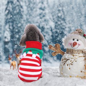 Maglione Invernale per Cani e Gatti di Piccola e Media Taglia, Abbigliamento Natalizio con Collo Alto e Motivo a Strisce con Pupazzo di Neve - Product Image 3