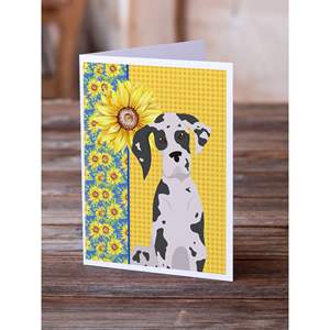 การ์ดอวยพรแบบ Dane sunflowers Harlequin Great Dane การ์ด A7เปล่า8ใบพร้อมซองขนาด5x7 - Product Image 2