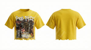 T-shirt Homme Streetwear Tendance et Élégant, Coupe Oversize Unie, Col Rond, Épaules Tombantes, Ourlet Effiloché, Logo Personnalisé, Style Hip Hop - Product Image 6