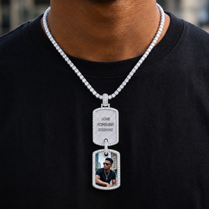 Colgante personalizado con nombre de perro, chapado en oro macizo, con diamantes naturales incrustados, collar con dije de joyería para unisex. - Product Image 5