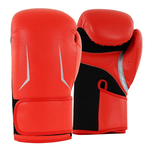 Gants de boxe rouges en PU avec fermeture Velcro, design respirant pour l'entraînement des adultes - Product Image 1