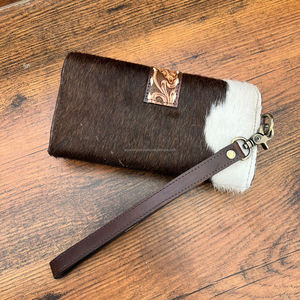 Carteras de mano de cuero de vaca con piedra turquesa de diseñador de tendencia personalizada de lujo para mujer, embrague de gran capacidad - Product Image 5